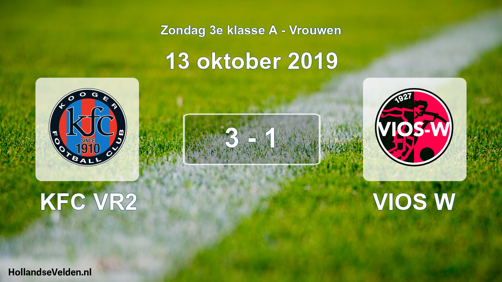 Gespeelde wedstrijd: KFC VR2 - VIOS W 3 - 1 (13 oktober 2019)