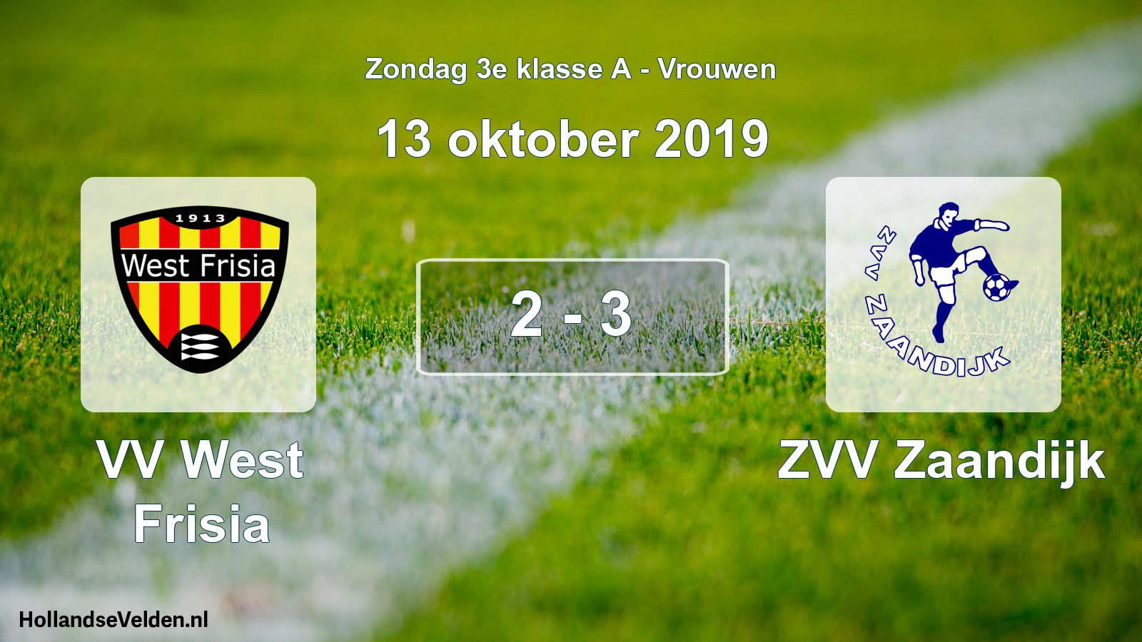 Gespeelde wedstrijd: VV West Frisia - ZVV Zaandijk 2 - 3 (13 oktober 2019)