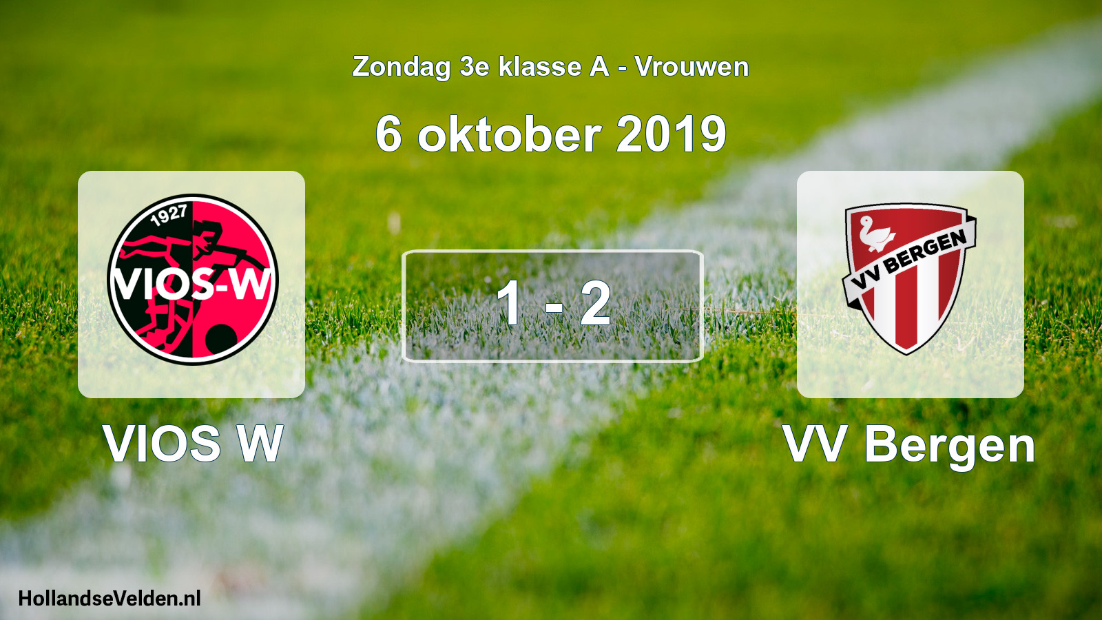 Gespeelde wedstrijd: VIOS W - VV Bergen 1 - 2 (6 oktober 2019)