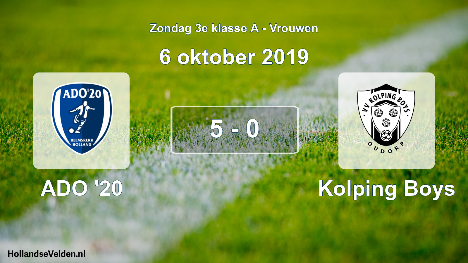 Gespeelde wedstrijd: ADO '20 - Kolping Boys 5 - 0 (6 oktober 2019)