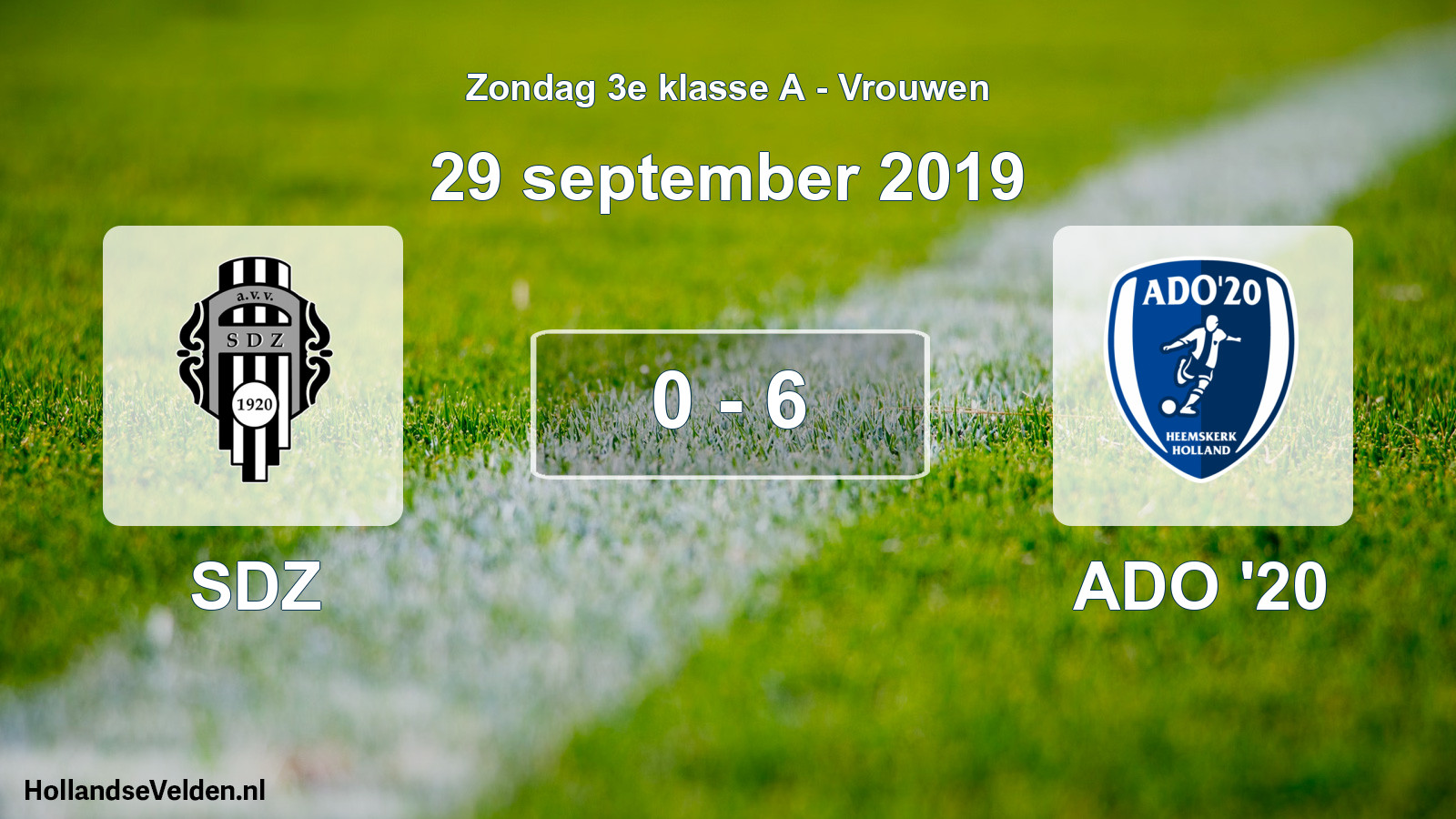 Gespeelde wedstrijd: SDZ - ADO '20 0 - 6 (29 september 2019)
