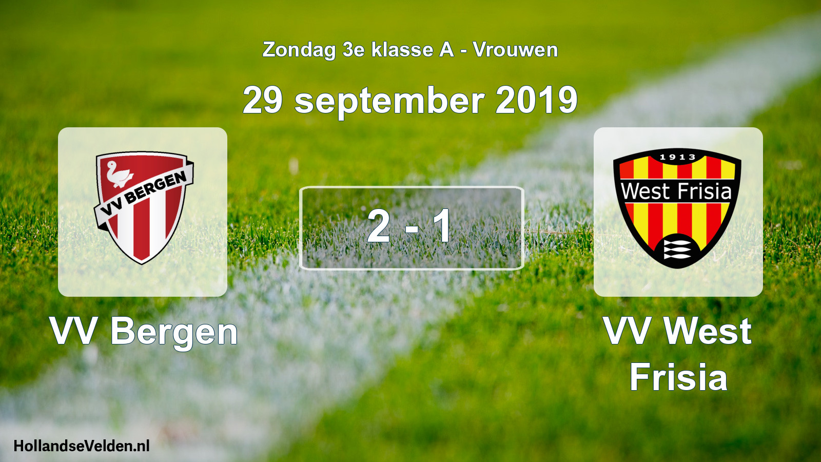 Gespeelde wedstrijd: VV Bergen - VV West Frisia 2 - 1 (29 september 2019)