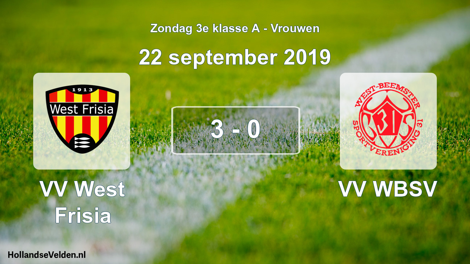 Gespeelde wedstrijd: VV West Frisia - VV WBSV 3 - 0 (22 september 2019)