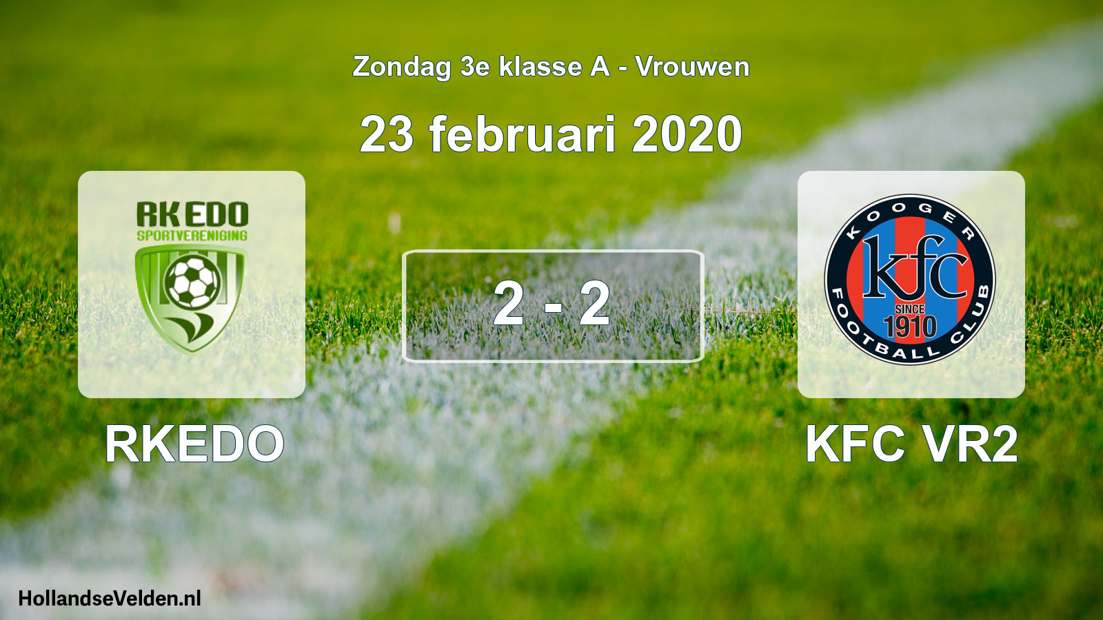 Gespeelde wedstrijd: RKEDO - KFC VR2 2 - 2 (23 februari 2020)