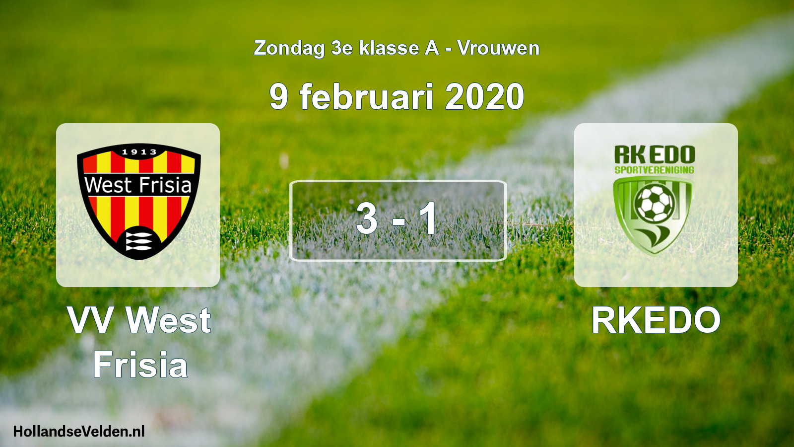 Gespeelde wedstrijd: VV West Frisia - RKEDO 3 - 1 (9 februari 2020)