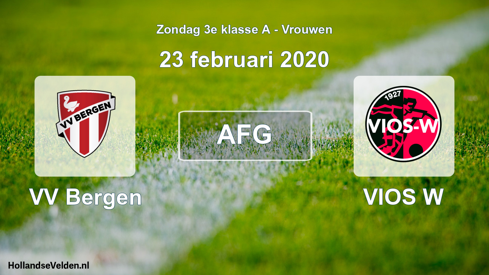 Scheduled Match: VV Bergen - VIOS W (23 February 2020)