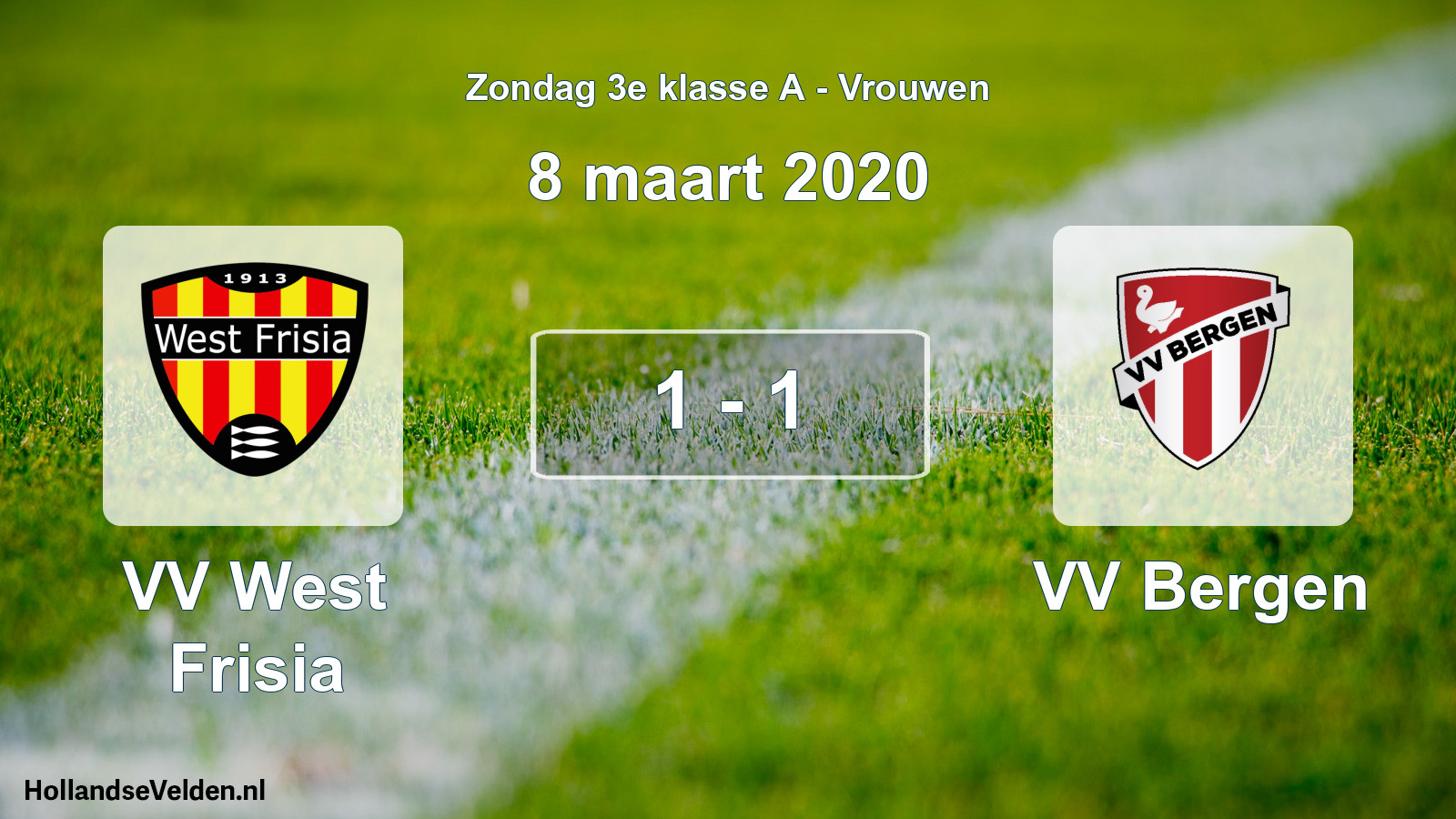 Gespeelde wedstrijd: VV West Frisia - VV Bergen 1 - 1 (8 maart 2020)