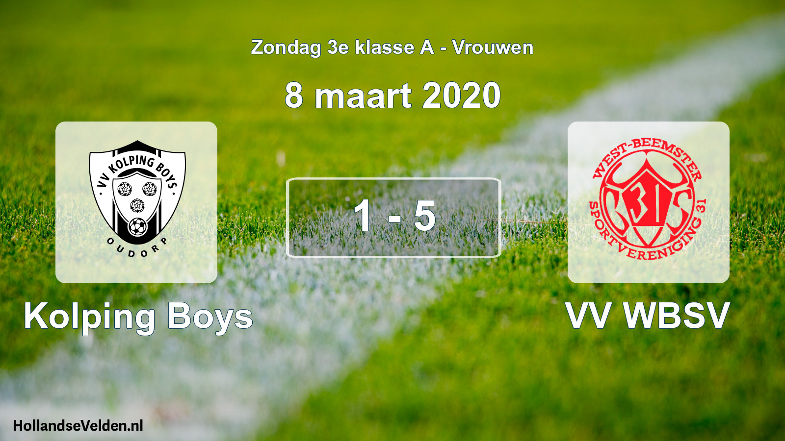 Gespeelde wedstrijd: Kolping Boys - VV WBSV 1 - 5 (8 maart 2020)