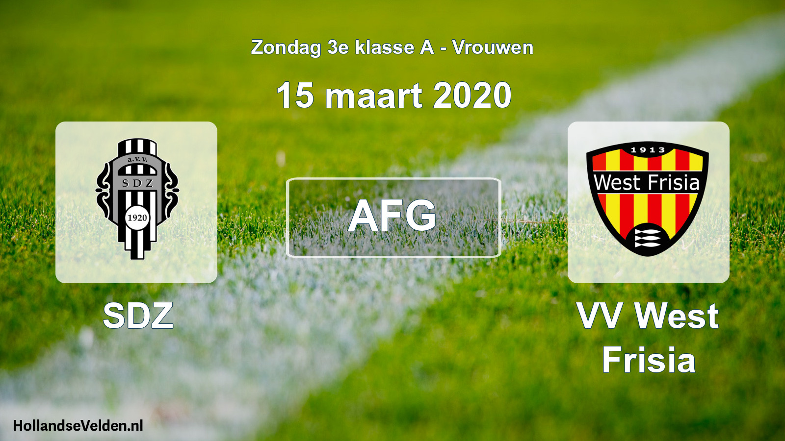 Geplande wedstrijd: SDZ - VV West Frisia (15 maart 2020)