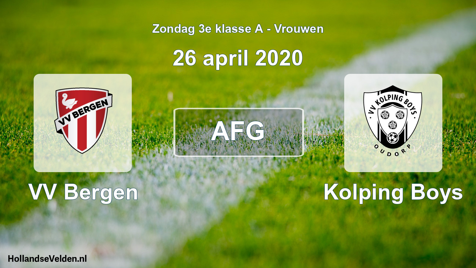 Scheduled Match: VV Bergen - Kolping Boys (26 April 2020)