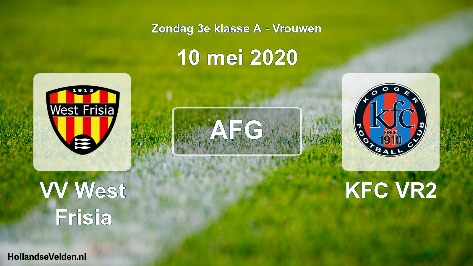 Geplande wedstrijd: VV West Frisia - KFC VR2 (10 mei 2020)
