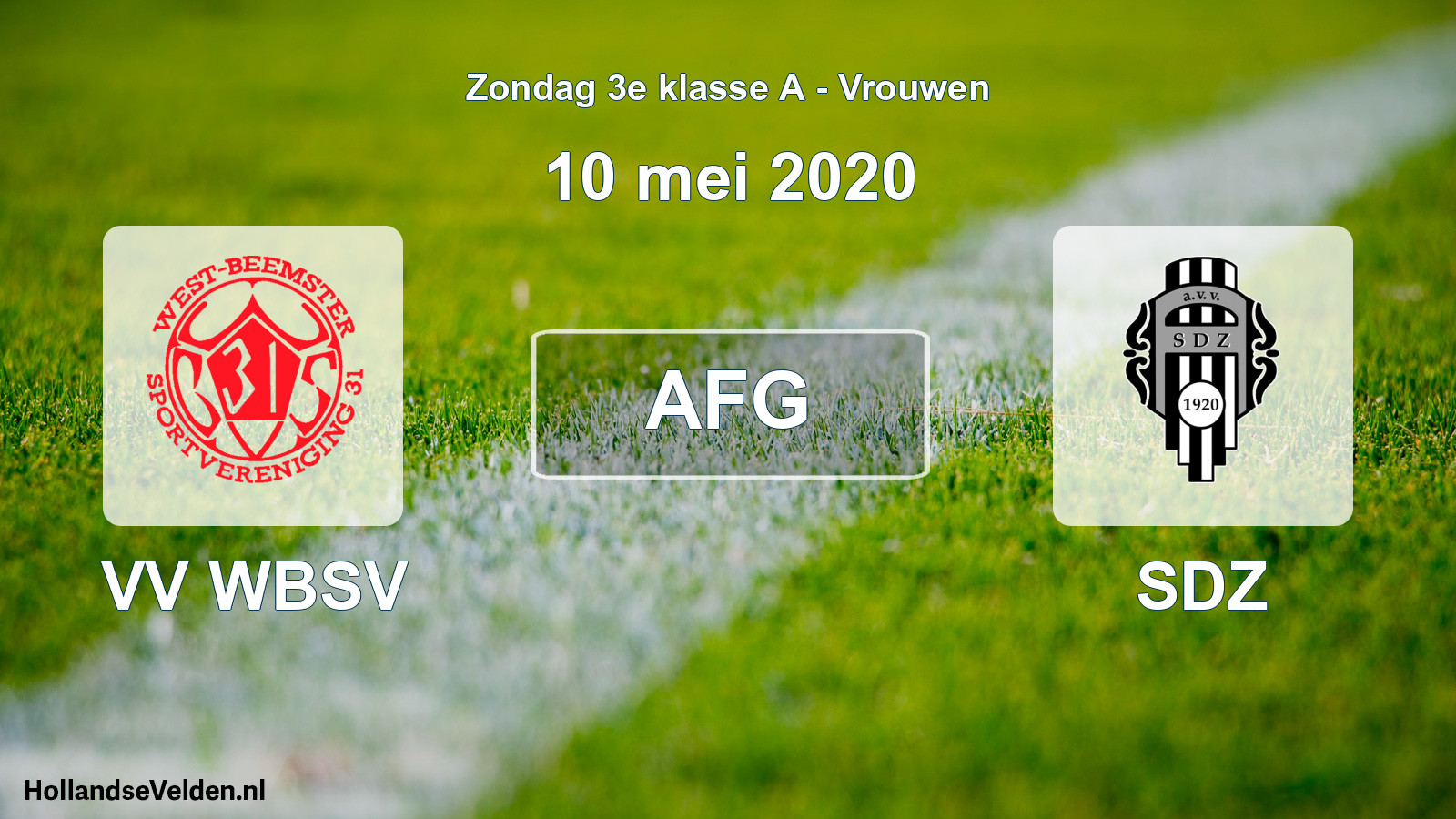 Geplande wedstrijd: VV WBSV - SDZ (10 mei 2020)