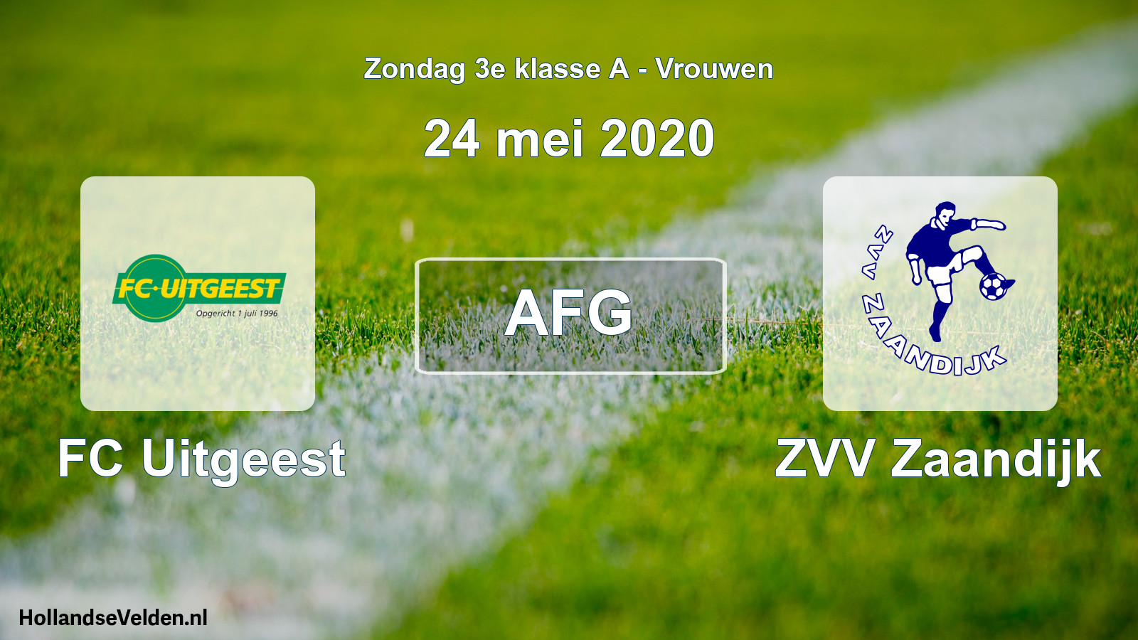 Geplande wedstrijd: FC Uitgeest - ZVV Zaandijk (24 mei 2020)