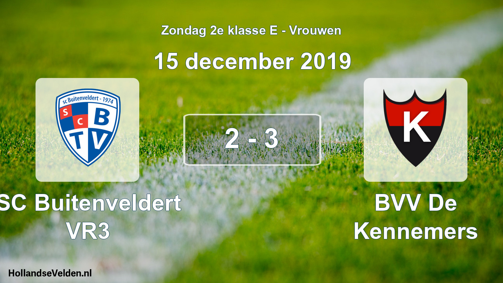 Gespeelde wedstrijd: SC Buitenveldert VR3 - BVV De Kennemers 2 - 3 (15 december 2019)