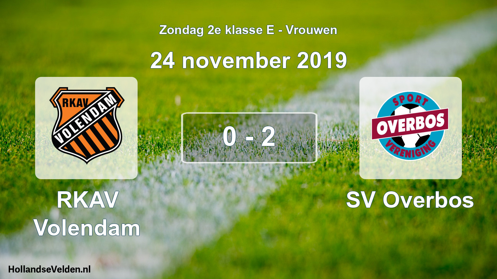 Gespeelde wedstrijd: RKAV Volendam - SV Overbos 0 - 2 (24 november 2019)