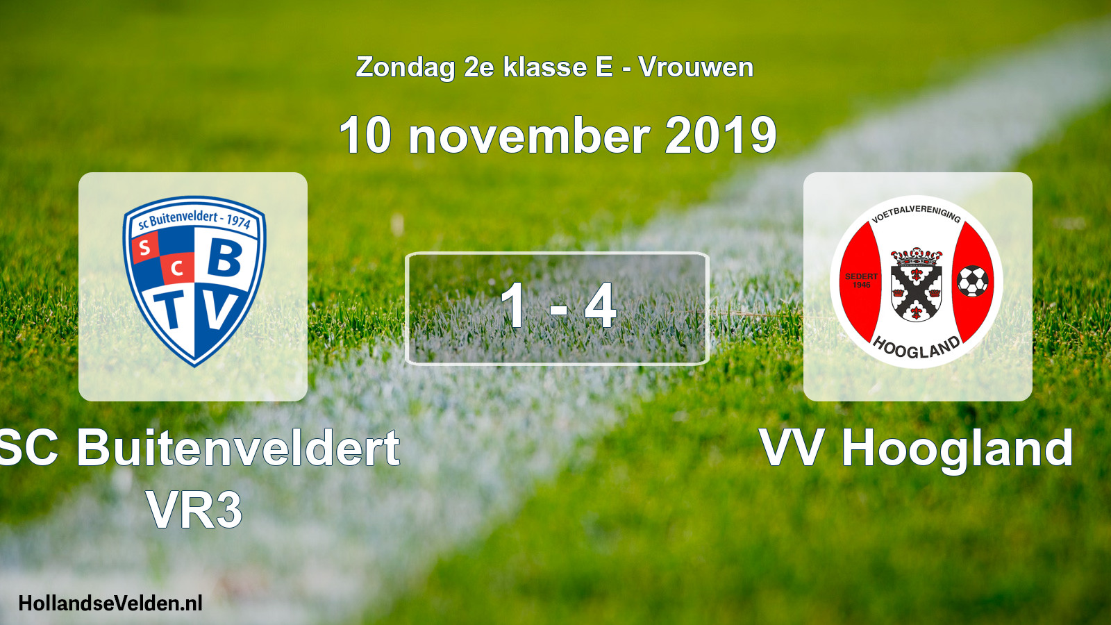 Gespeelde wedstrijd: SC Buitenveldert VR3 - VV Hoogland 1 - 4 (10 november 2019)