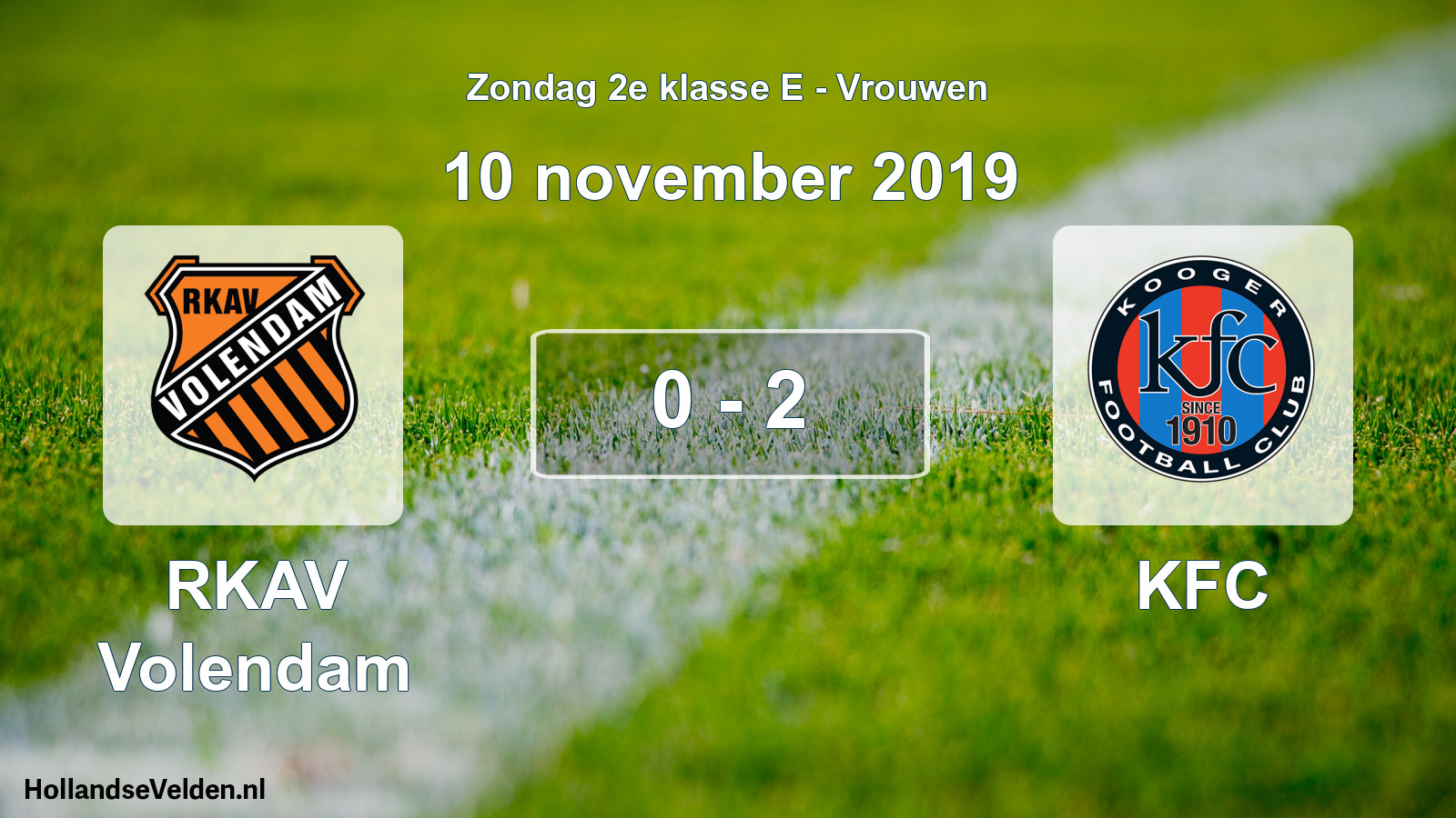 Gespeelde wedstrijd: RKAV Volendam - KFC 0 - 2 (10 november 2019)