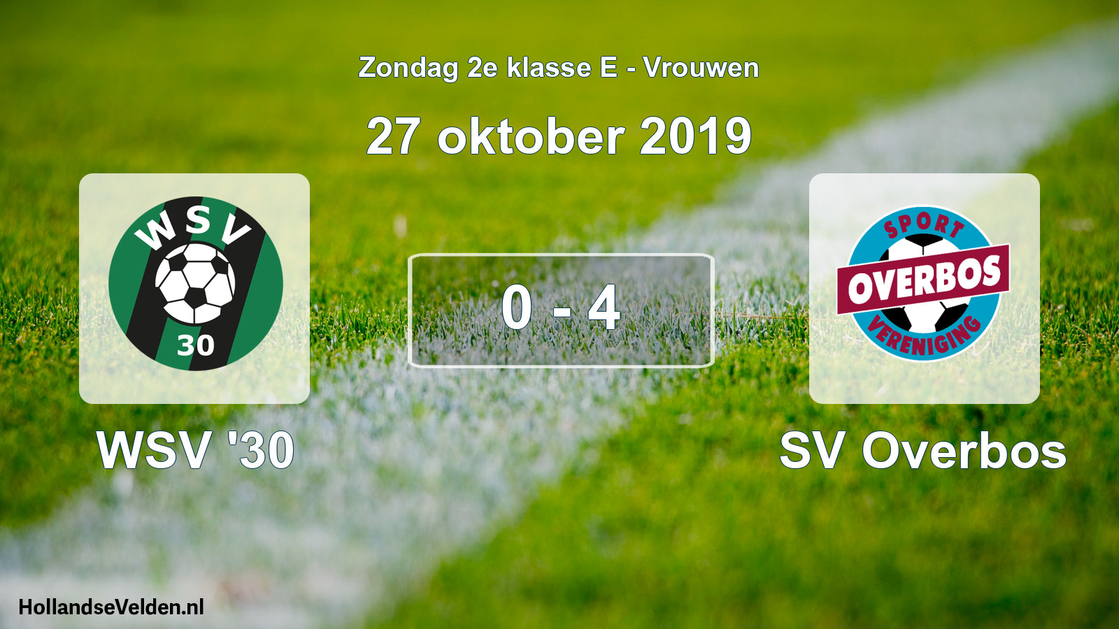 Gespeelde wedstrijd: WSV '30 - SV Overbos 0 - 4 (27 oktober 2019)