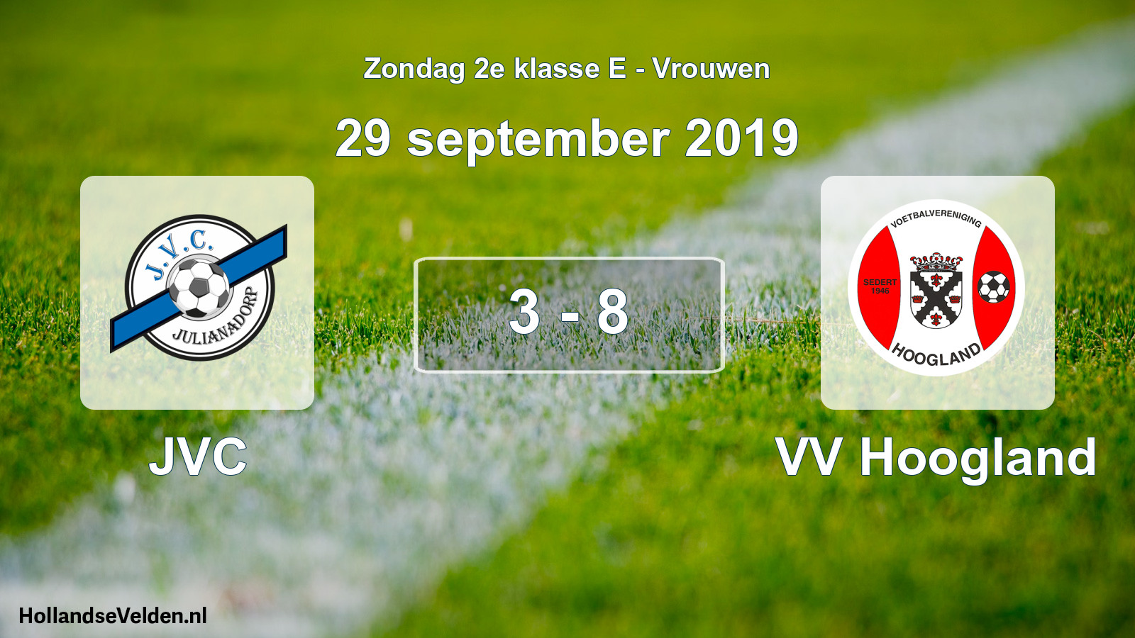 Gespeelde wedstrijd: JVC - VV Hoogland 3 - 8 (29 september 2019)