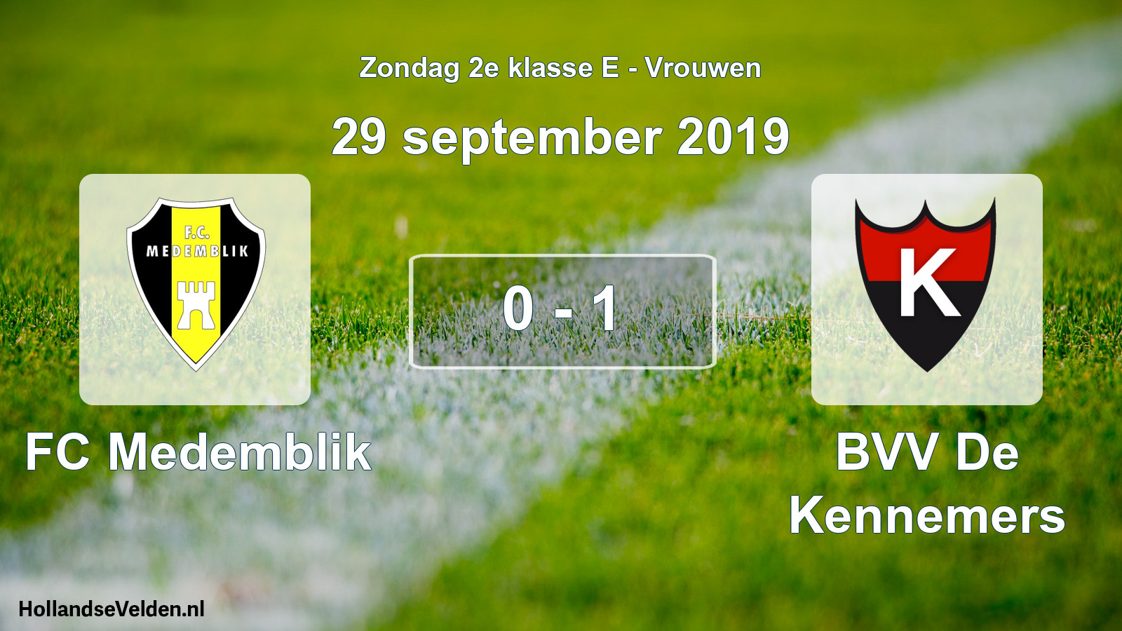 Gespeelde wedstrijd: FC Medemblik - BVV De Kennemers 0 - 1 (29 september 2019)
