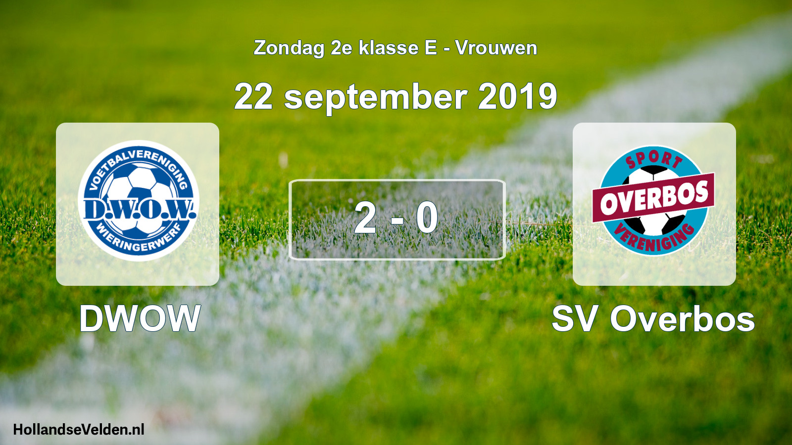 Gespeelde wedstrijd: DWOW - SV Overbos 2 - 0 (22 september 2019)