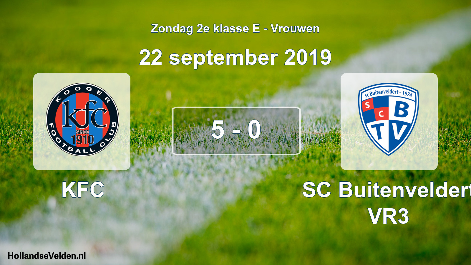Gespeelde wedstrijd: KFC - SC Buitenveldert VR3 5 - 0 (22 september 2019)