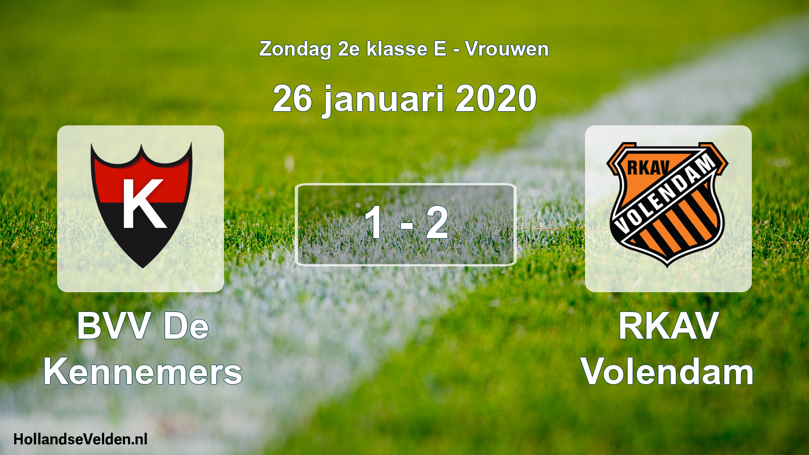 Gespeelde wedstrijd: BVV De Kennemers - RKAV Volendam 1 - 2 (26 januari 2020)