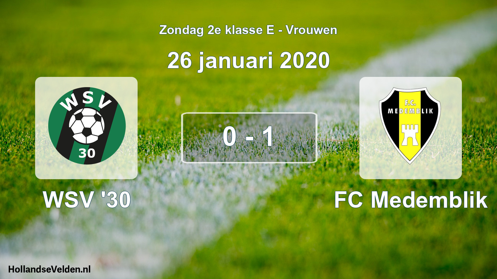 Gespeelde wedstrijd: WSV '30 - FC Medemblik 0 - 1 (26 januari 2020)
