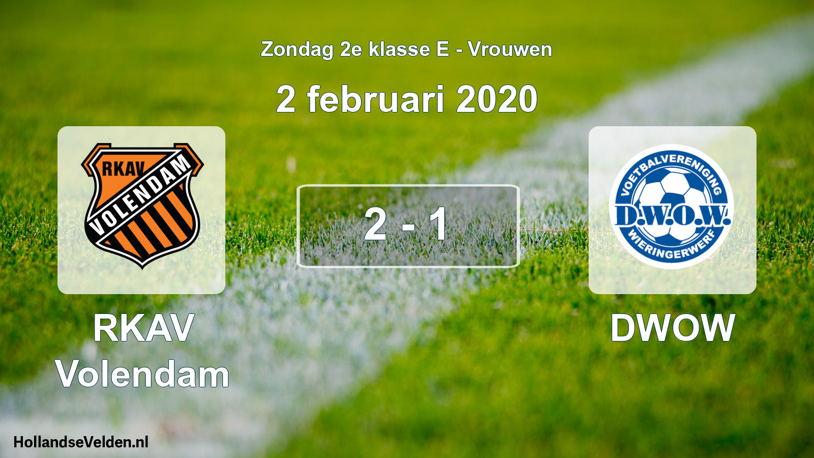 Gespeelde wedstrijd: RKAV Volendam - DWOW 2 - 1 (2 februari 2020)
