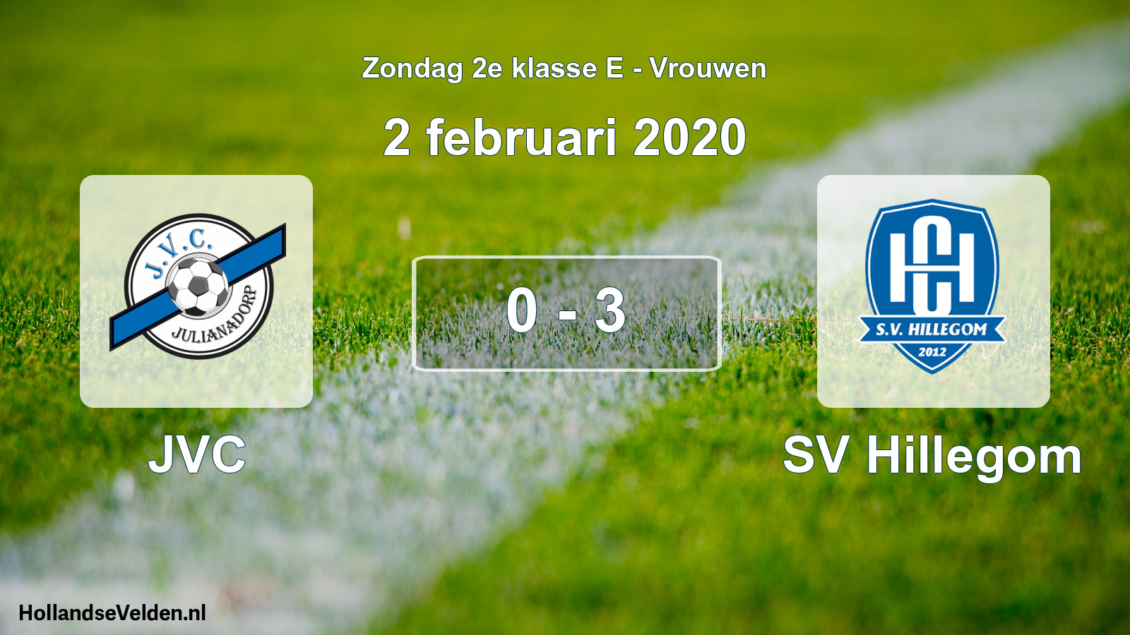 Gespeelde wedstrijd: JVC - SV Hillegom 0 - 3 (2 februari 2020)
