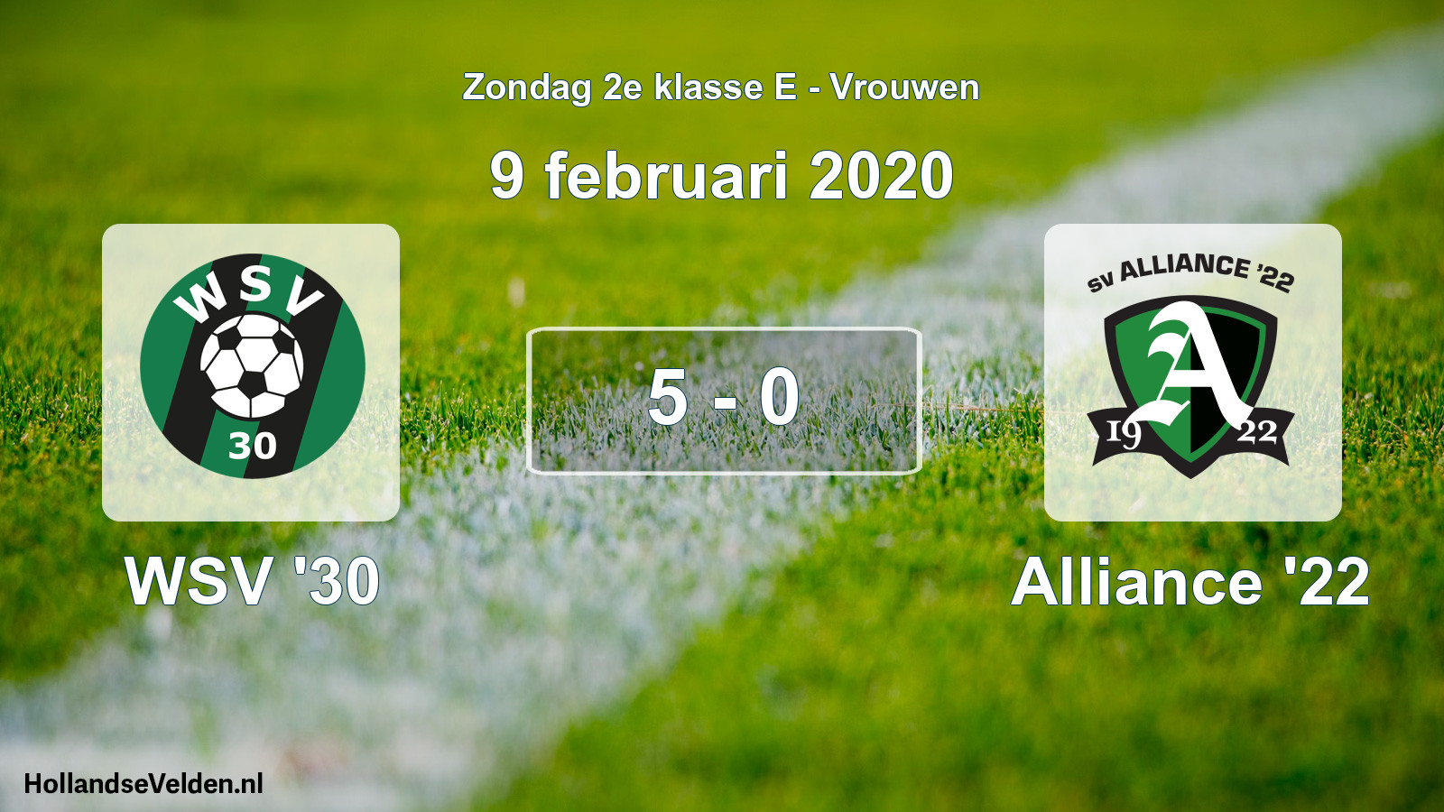 Gespeelde wedstrijd: WSV '30 - Alliance '22 5 - 0 (9 februari 2020)