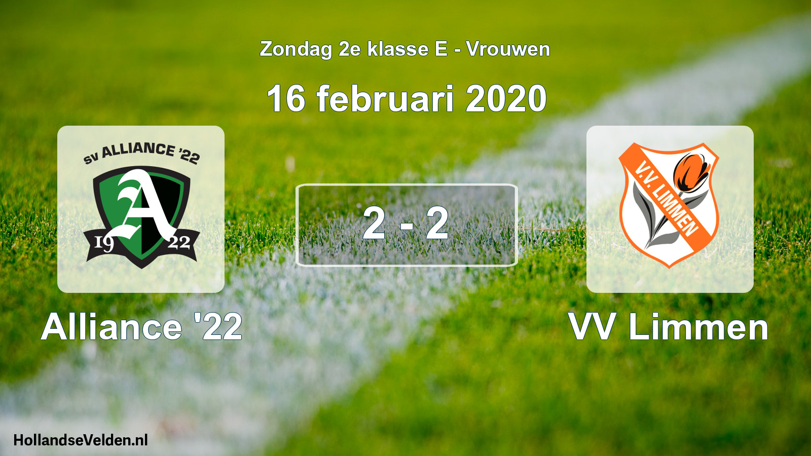 Gespeelde wedstrijd: Alliance '22 - VV Limmen 2 - 2 (16 februari 2020)
