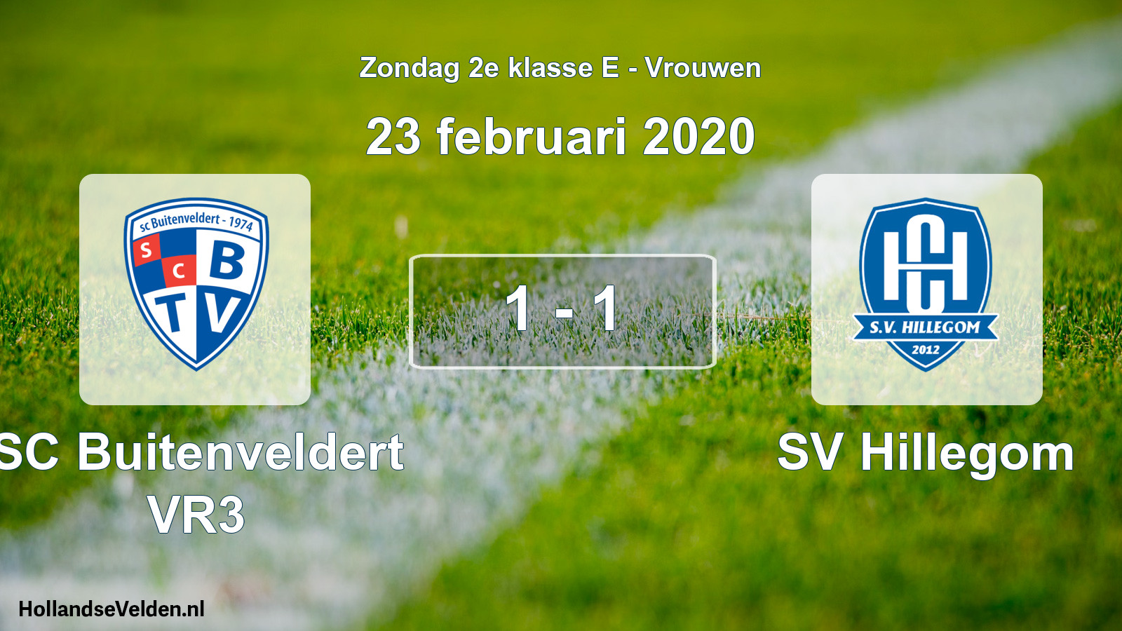 Gespeelde wedstrijd: SC Buitenveldert VR3 - SV Hillegom 1 - 1 (23 februari 2020)
