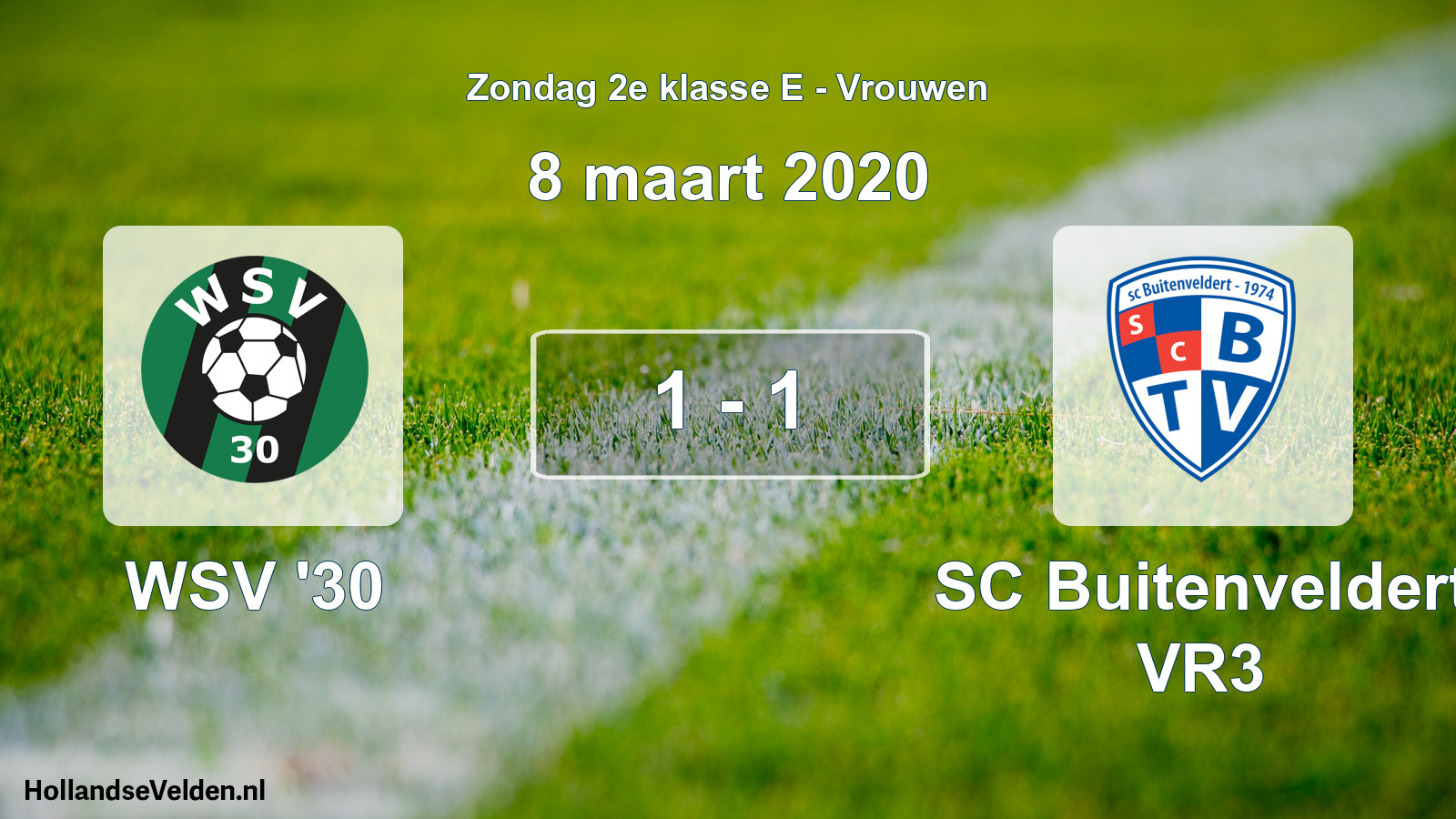 Gespeelde wedstrijd: WSV '30 - SC Buitenveldert VR3 1 - 1 (8 maart 2020)