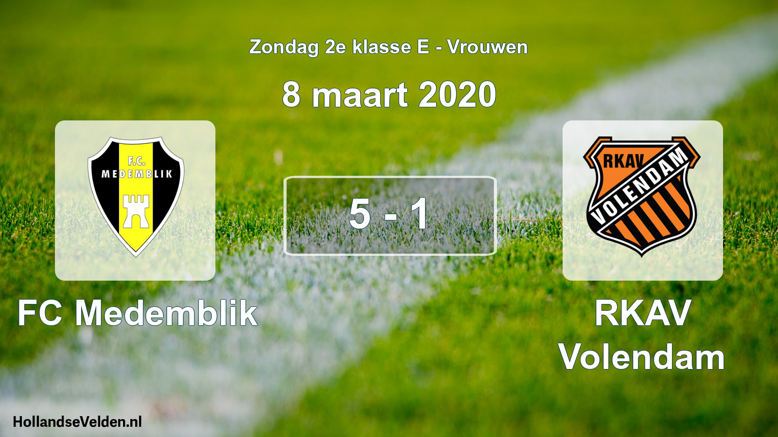 Gespeelde wedstrijd: FC Medemblik - RKAV Volendam 5 - 1 (8 maart 2020)