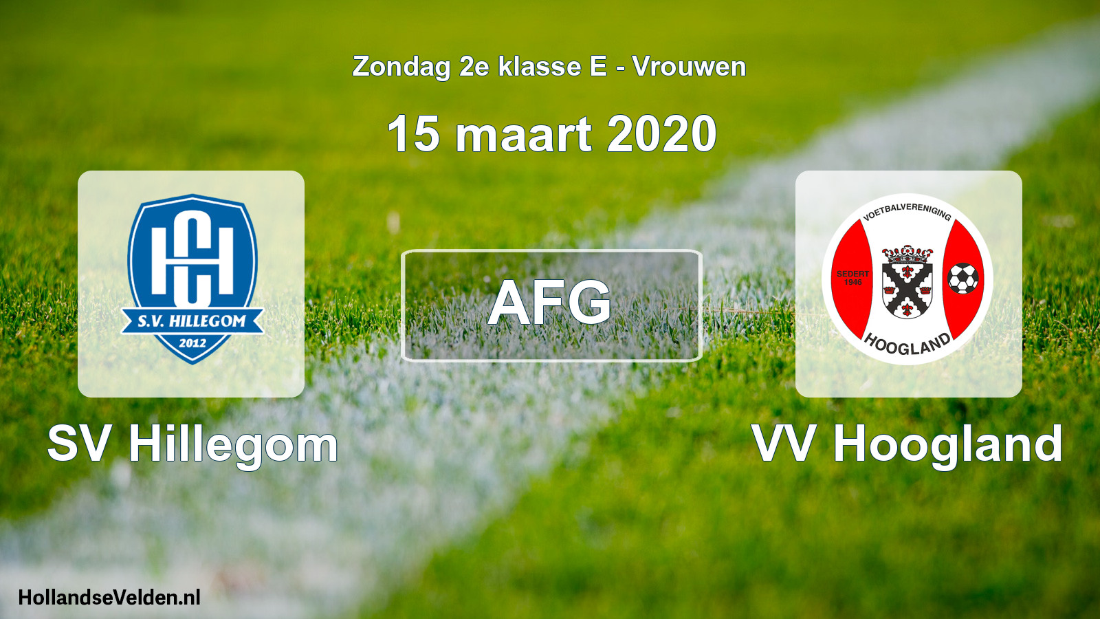 Geplande wedstrijd: SV Hillegom - VV Hoogland (15 maart 2020)