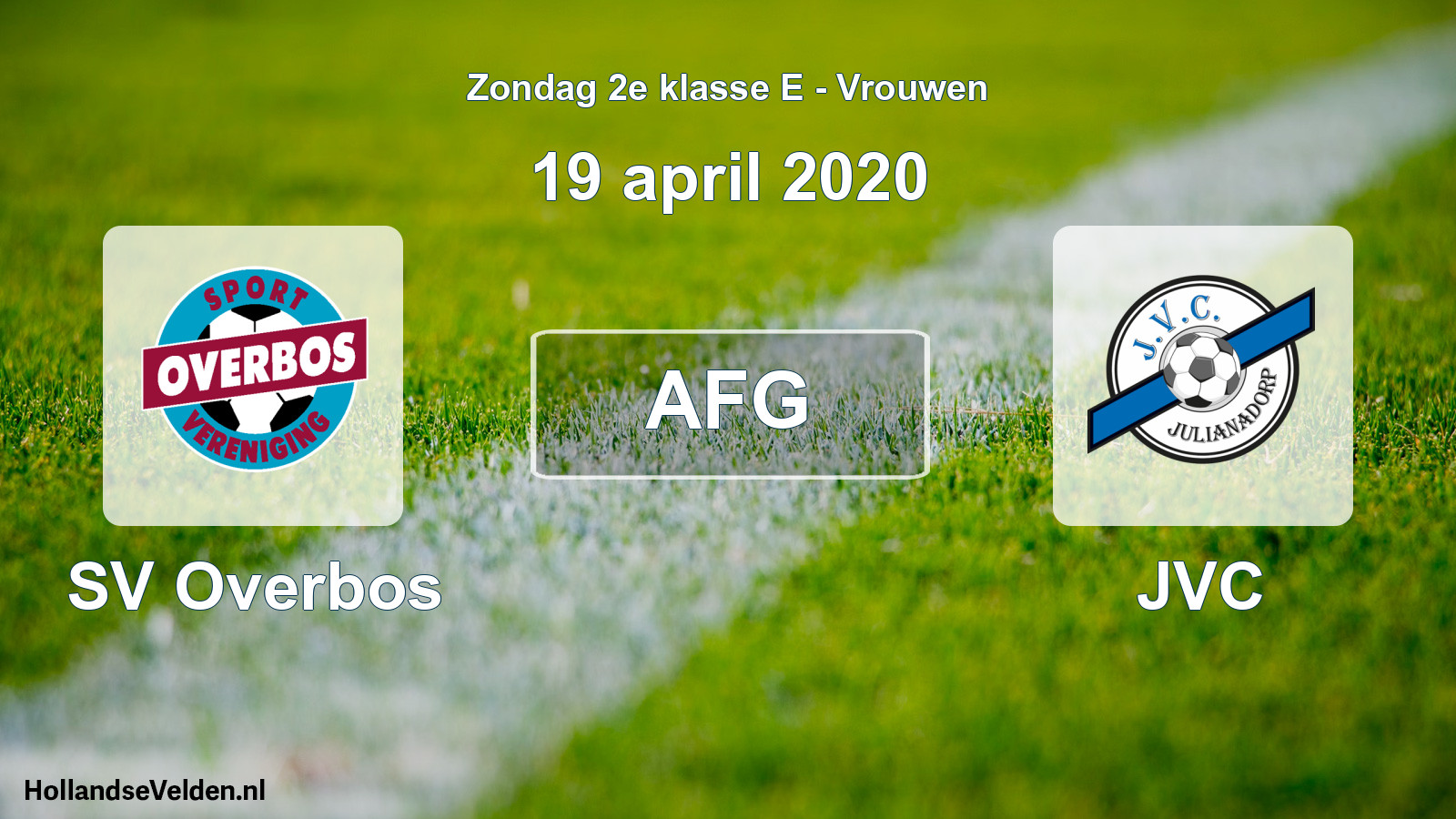 Geplande wedstrijd: SV Overbos - JVC (19 april 2020)