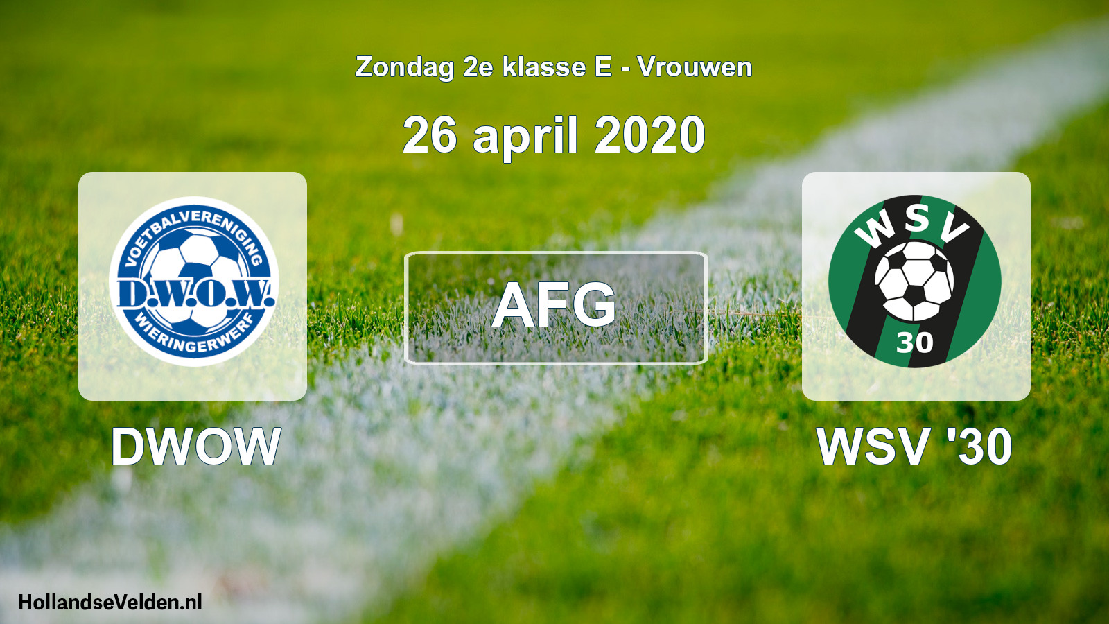 Geplande wedstrijd: DWOW - WSV '30 (26 april 2020)