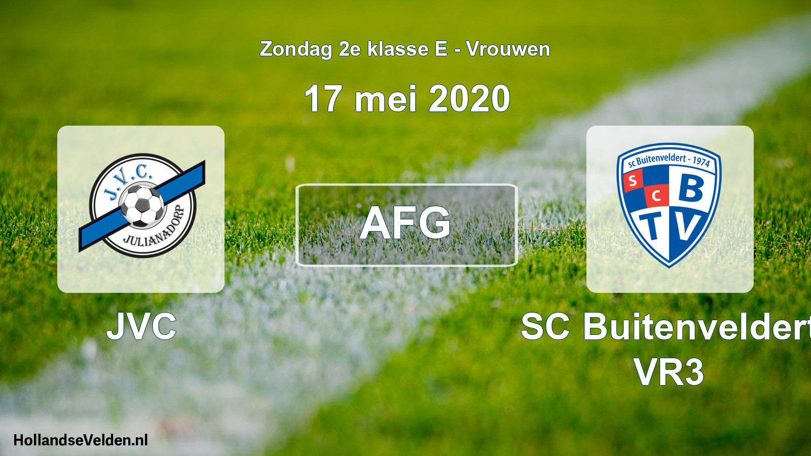 Geplande wedstrijd: JVC - SC Buitenveldert VR3 (17 mei 2020)