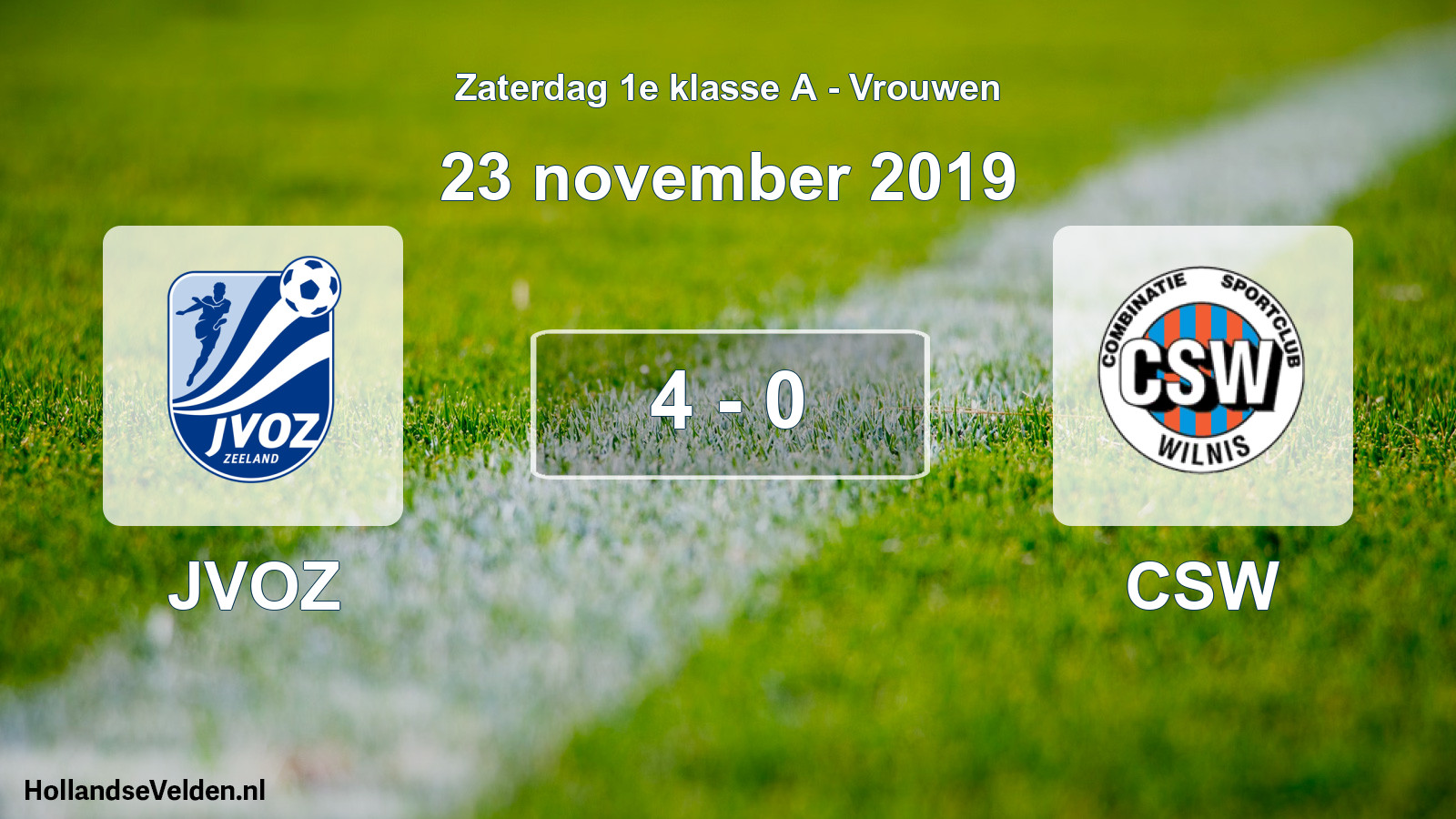Total number of matches played: JVOZ - CSW 4 - 0 (23 November 2019)