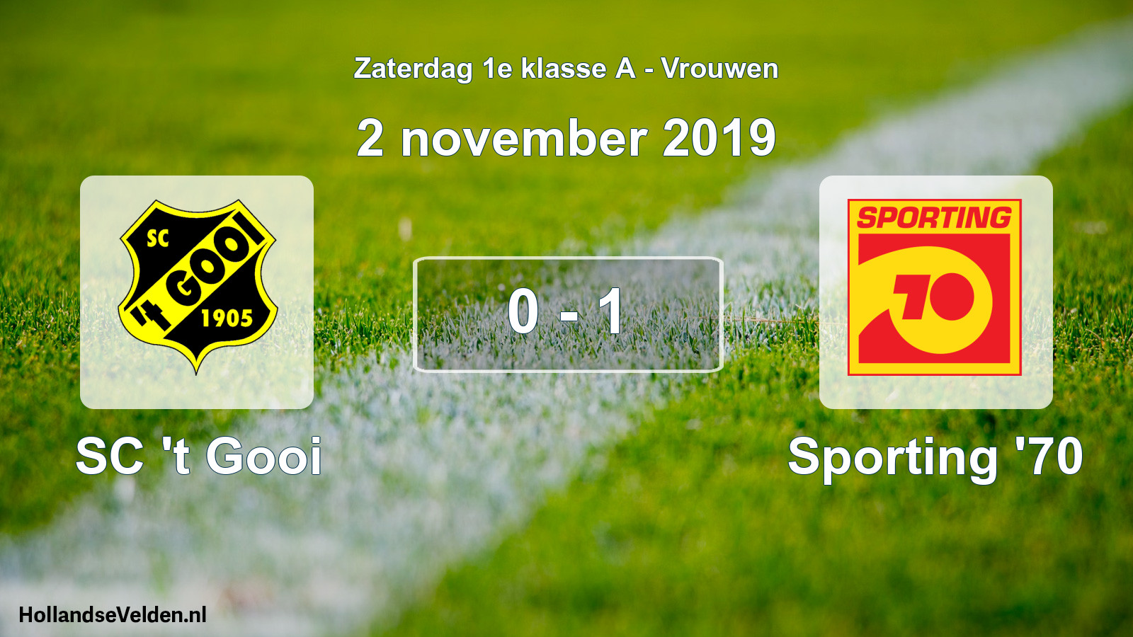 Total number of matches played: SC 't Gooi - Sporting '70 0 - 1 (2 November 2019)