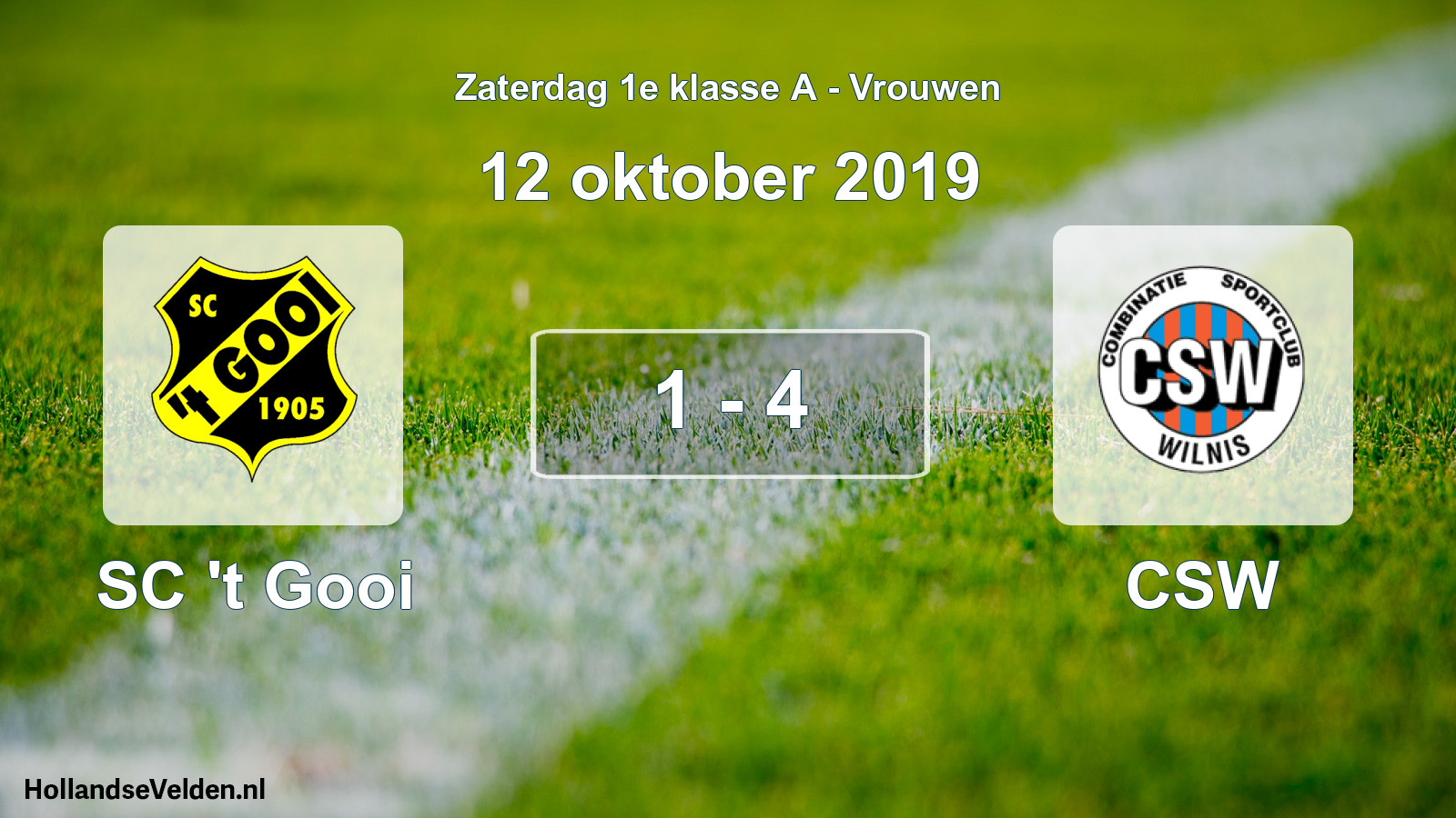 Total number of matches played: SC 't Gooi - CSW 1 - 4 (12 October 2019)