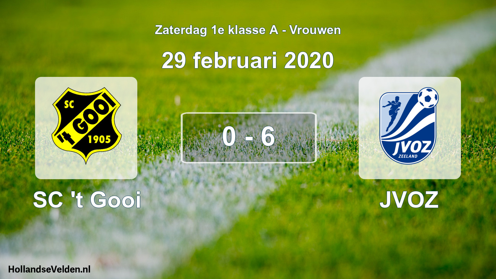 Total number of matches played: SC 't Gooi - JVOZ 0 - 6 (29 February 2020)