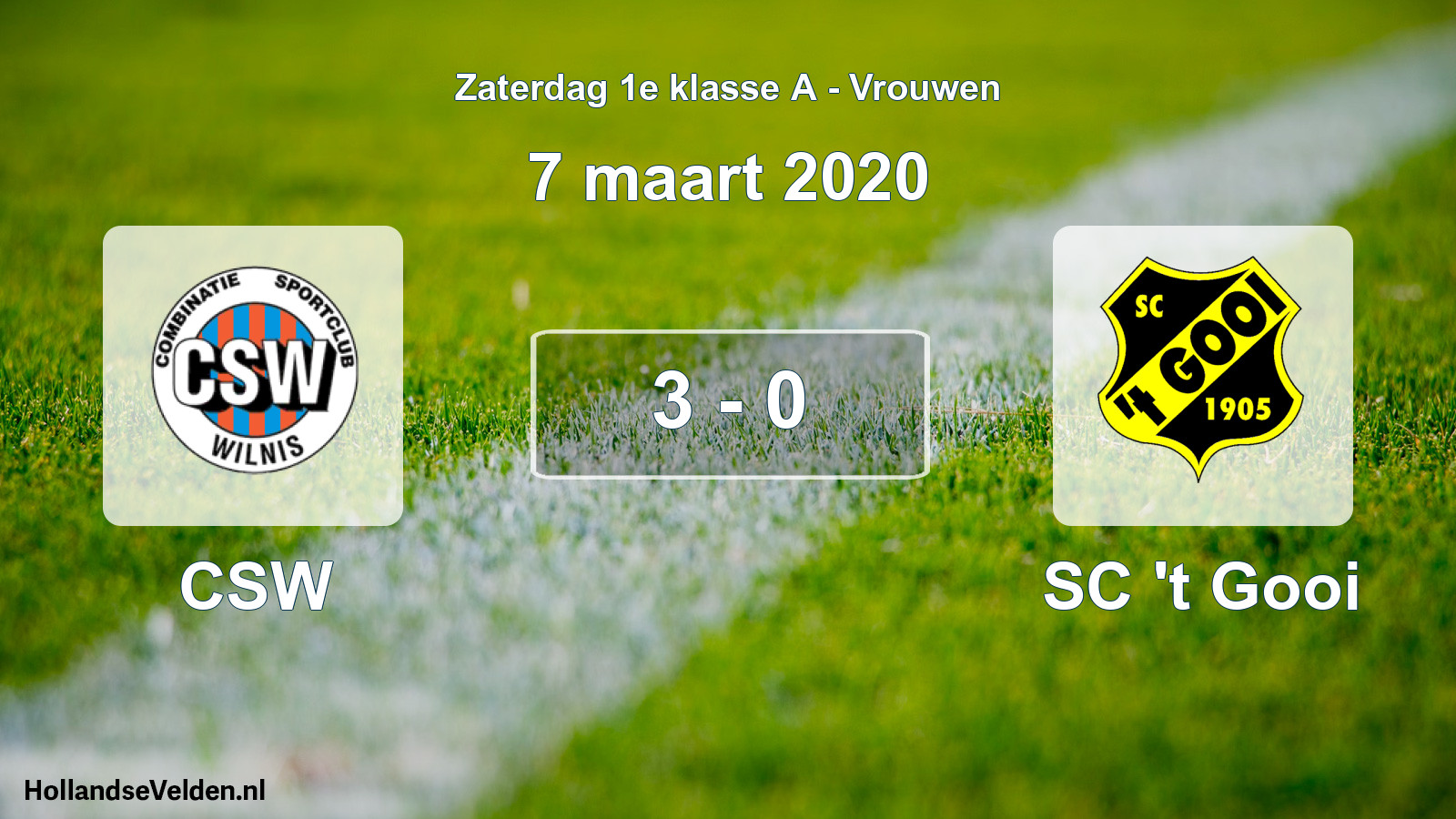 Total number of matches played: CSW - SC 't Gooi 3 - 0 (7 March 2020)