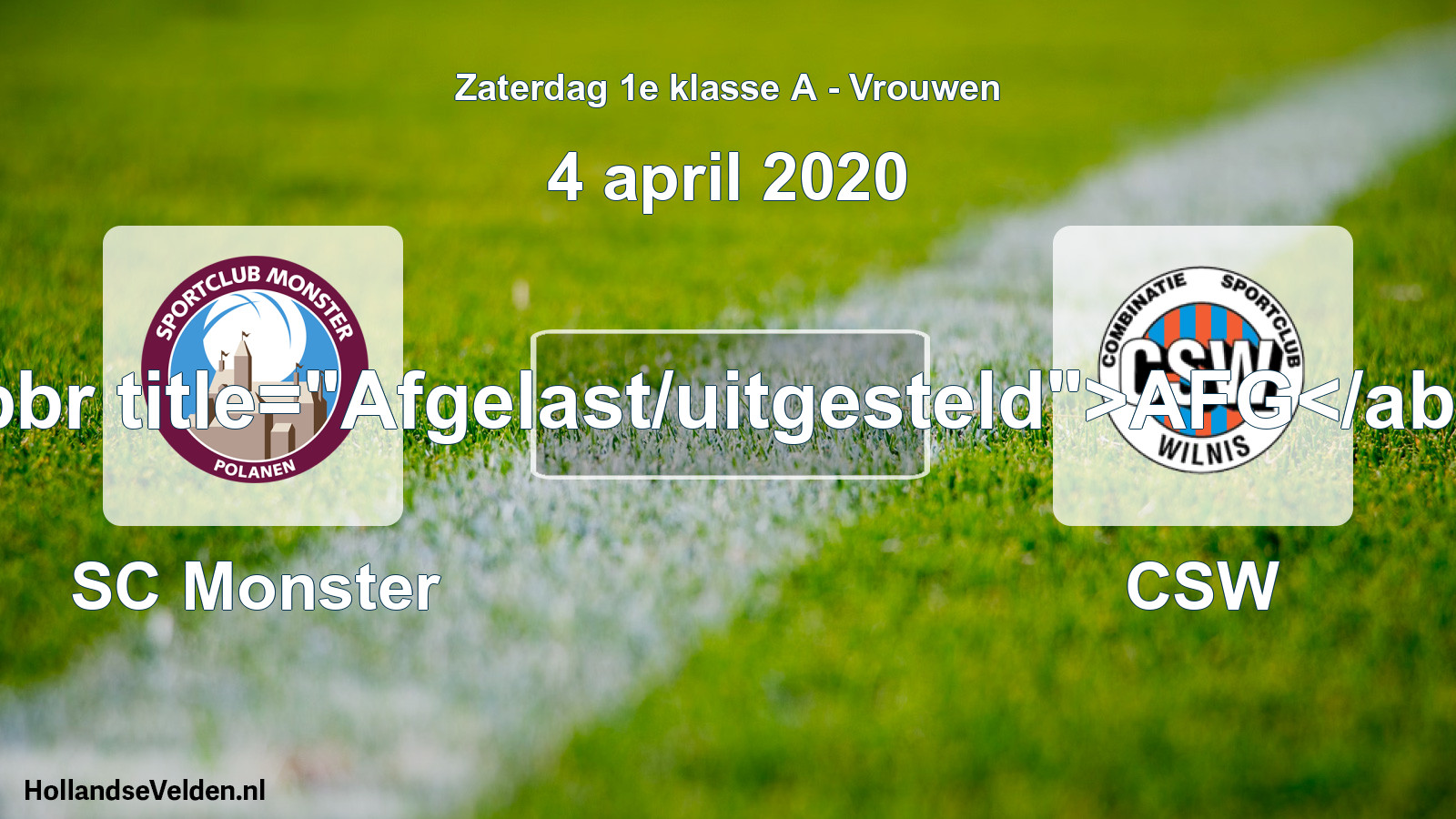 Scheduled Match: SC Monster - CSW (4 April 2020)