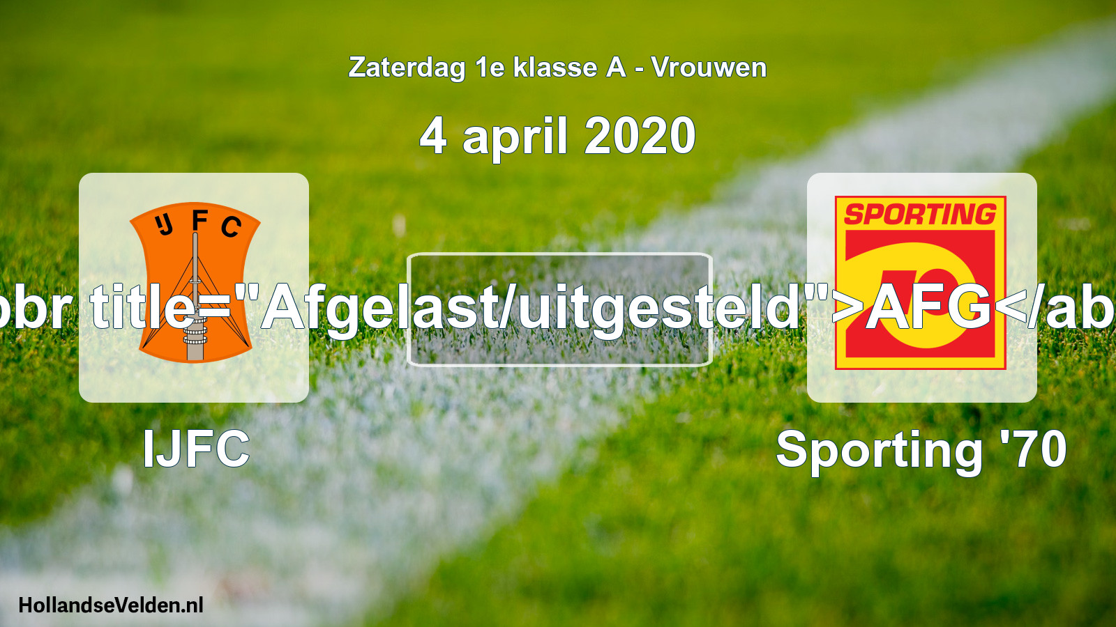 Scheduled Match: IJFC - Sporting '70 (4 April 2020)