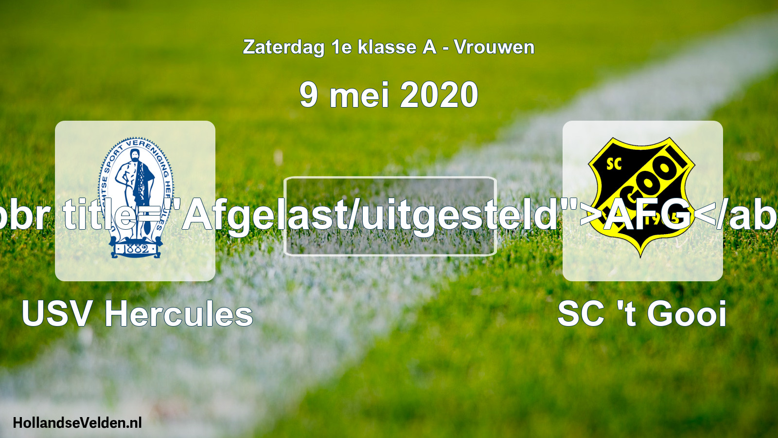 Scheduled Match: USV Hercules - SC 't Gooi (9 May 2020)