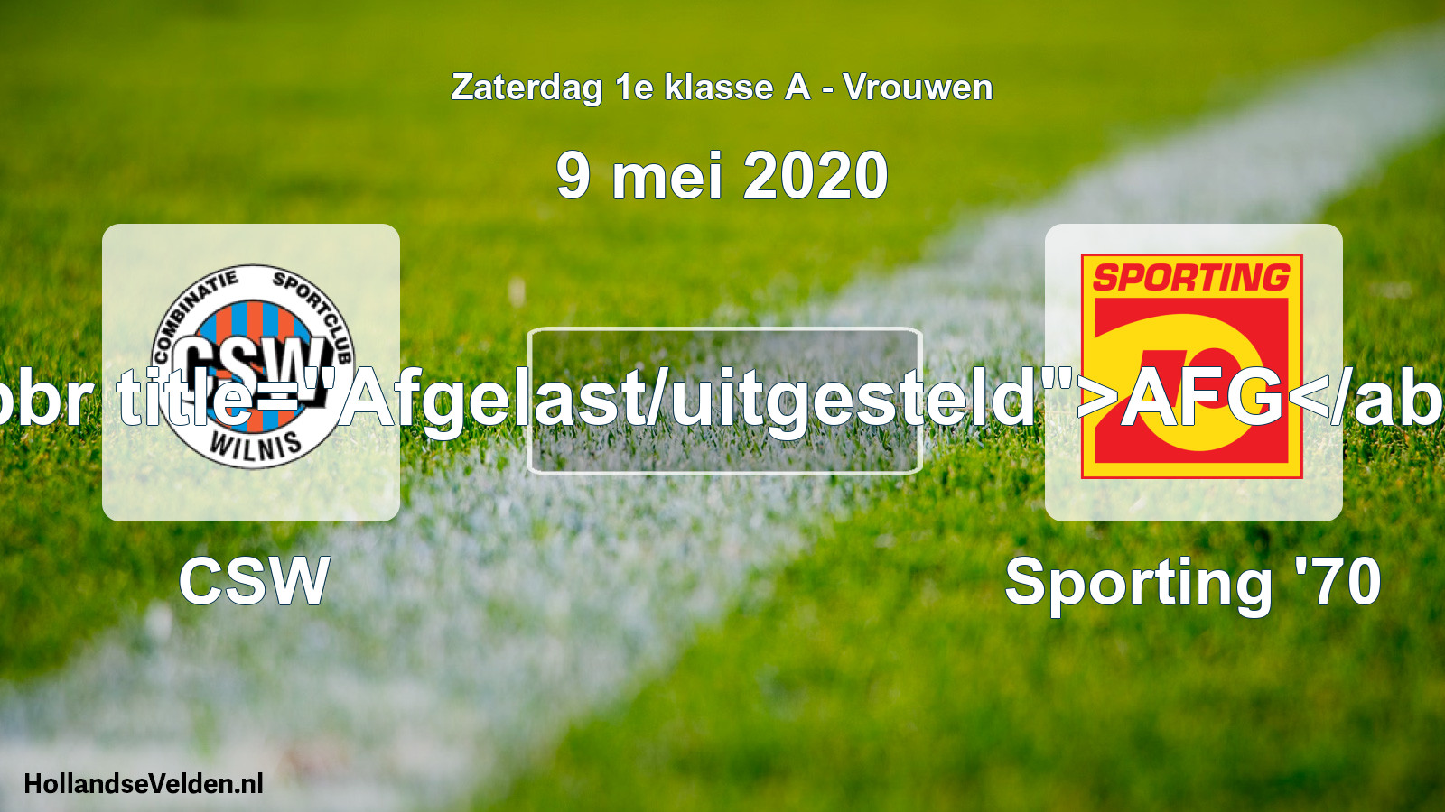 Scheduled Match: CSW - Sporting '70 (9 May 2020)