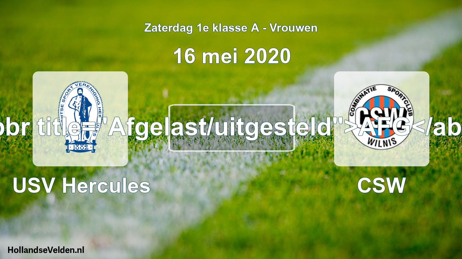Scheduled Match: USV Hercules - CSW (16 May 2020)