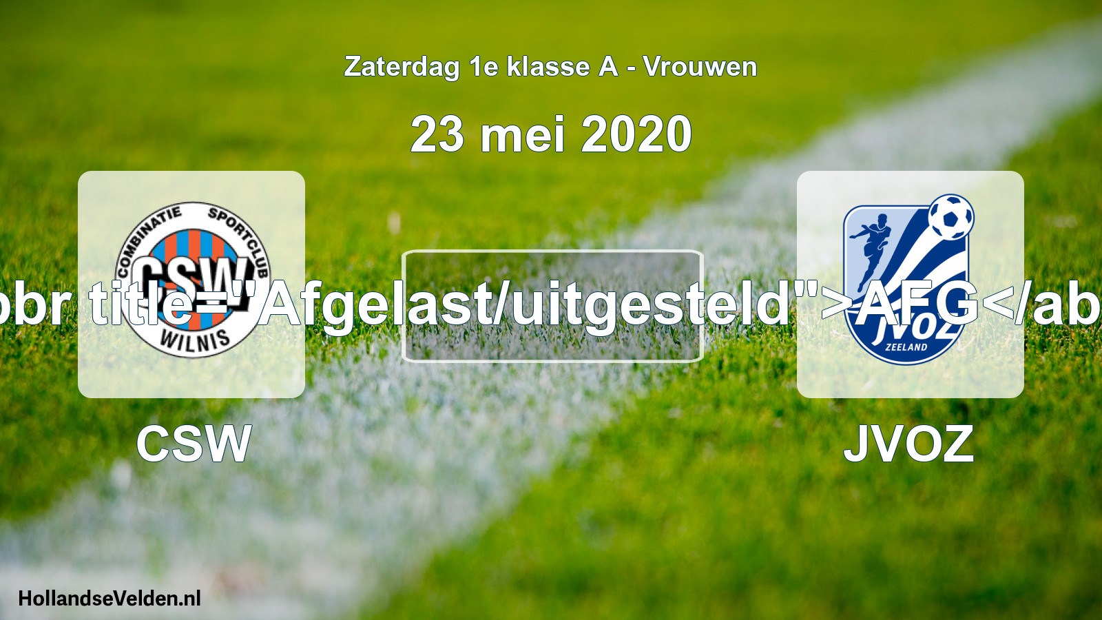 Scheduled Match: CSW - JVOZ (23 May 2020)